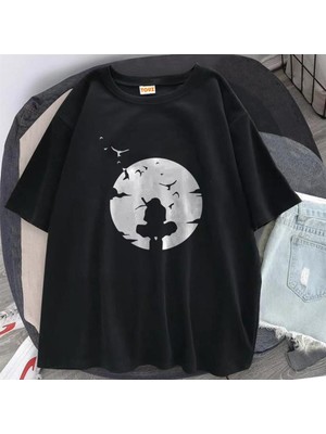 Touz Itachi Shadow Baskılı Siyah Unisex Oversize T-Shirt