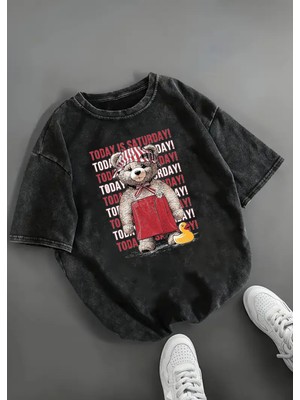 Touz Today Is Saturday Baskılı Unisex Oversize T-Shirt