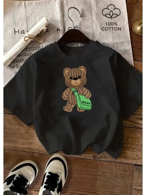 Touz Cute Bear Baskılı Unisex Oversize T-Shirt