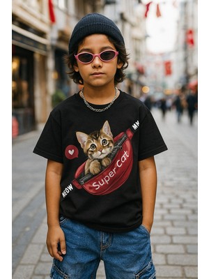 Touz Super Cat Kids Design Unisex Oversize T-Shirt