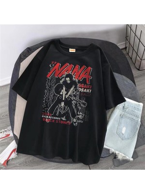 Touz Grandükkan Nana Baskılı Siyah Unisex Oversize T-Shirt
