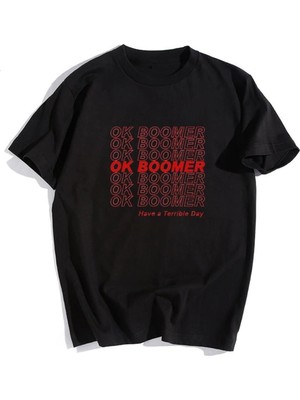 Touz Votınıty Ok Boomer Siyah Unisex Oversize T-Shirt