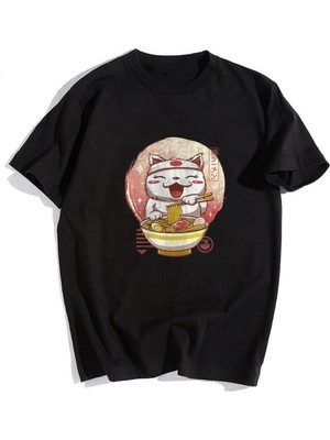 Touz Votınıty Spaghetti Cat Siyah Unisex Oversize T-Shirt