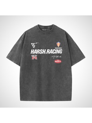 Touz Yıkamalı Harsh Racing Oversize Vintage T-Shirt