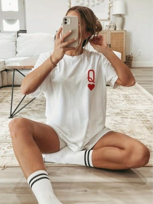 Touz Q Heart Design Unisex Oversize T-Shirt