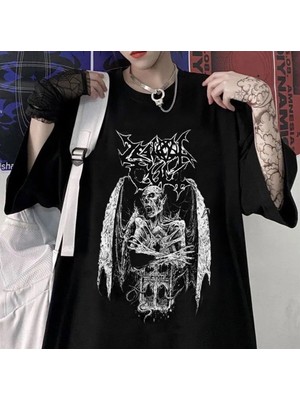 Touz Peak&life Gothic Devil Unisex Siyah Oversize T-Shirt