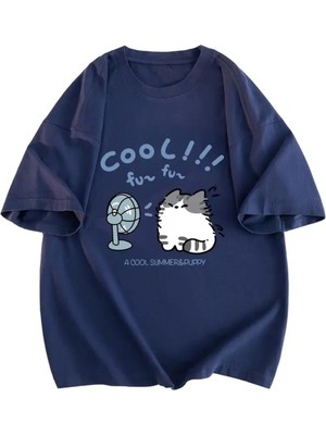 Touz Cool Cat Baskılı Unisex Oversize T-Shirt