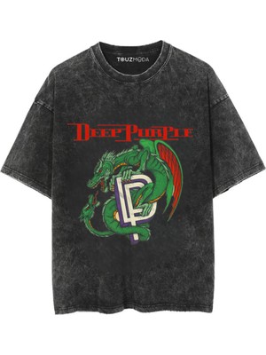 Touz Rock Serisi Deep Purple Baskılı Unisex Oversize  T-Shirt