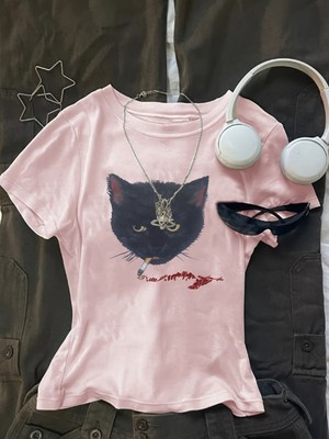 Touz Kemer Boy Bad Cat Crop Bluz