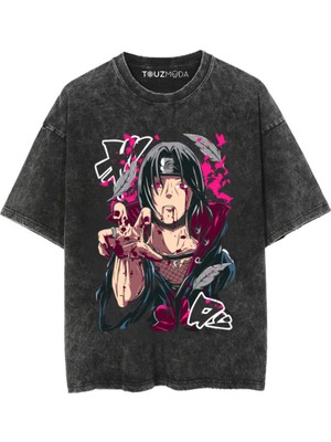 Touz Anime Naruto Itachi Uchiha Baskılı Unisex Oversize  T-Shirt