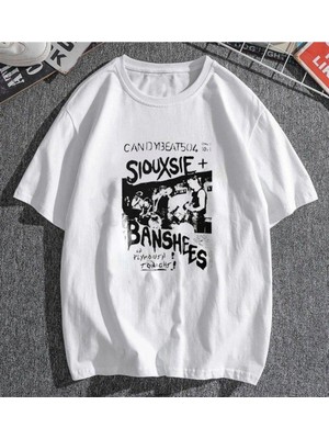 Touz Votınıty Siouxsie Banshees Beyaz Unisex Oversize T-Shirt