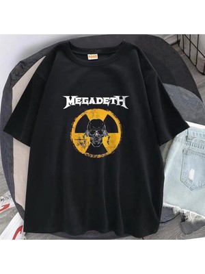 Touz Rock Serisi Megadeth Danger Skull Siyah Unisex Oversize T-Shirt