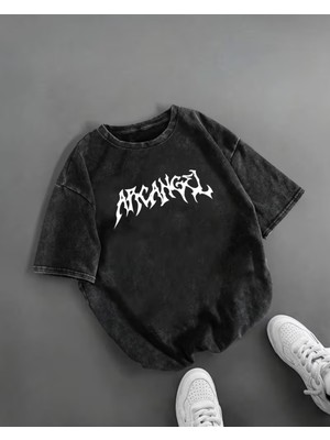 Touz Arcangel Baskılı Yıkamalı Vintage Unisex Oversize T-Shirt
