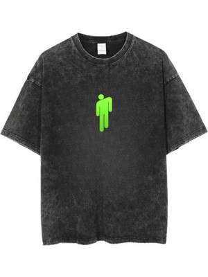 Touz Yıkamalı Billie Eilish Baskılı Unisex Oversize Vintage T-Shirt