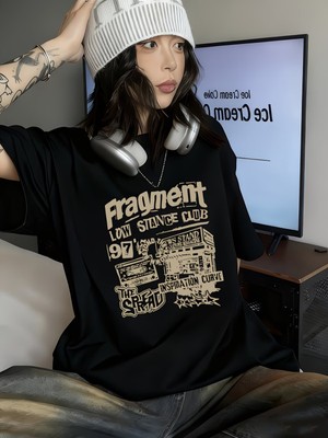 Touz Fragment Retro Baskılı Unisex Oversize T-Shirt