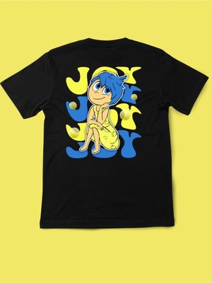 Touz Ters Yüz Karakterler Ön Arka Baskı Siyah Unisex T-Shirt