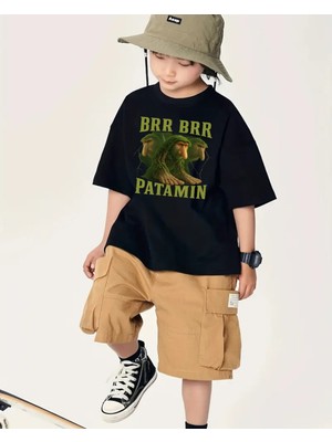 Touz Tung Tung Tung Sahur Baskılı Kids Siyah Unisex T-Shirt