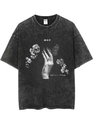 Touz Yıkamalı Lana Del Rey  Baskılı Unisex Oversize Vintage T-Shirt