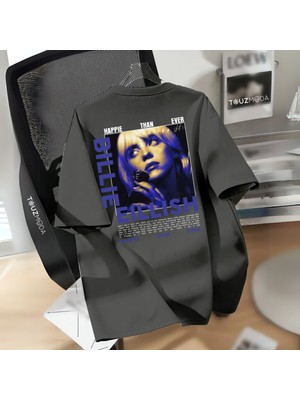 Touz Yıkamalı Billie Eilish Baskılı Unisex Oversize Vintage T-Shirt