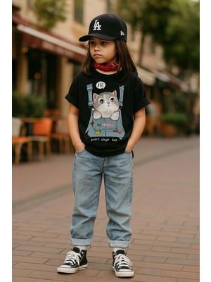 Touz Cute Cat Kids Design Unisex Oversize T-Shirt