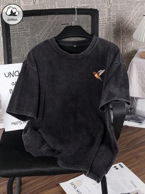 Touz Retro Flower's Baskılı Unisex Yıkamalı Vintage Oversize T-Shirt