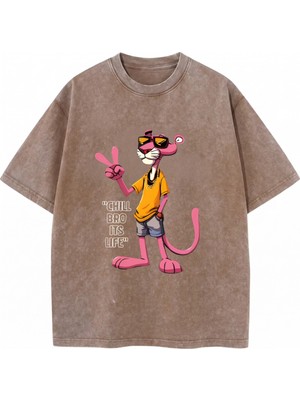 Touz Chıll Bro Its Lıfe Baskılı Yıkamalı Oversize Vintage Tshirt