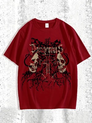 Touz Gothic Baskılı Unisex Oversize T-Shirt