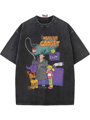 Touz Vintage Inspector Gadget Baskılı Retro Unisex Oversize T-Shirt