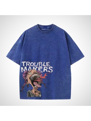 Touz Yıkamalı Trouble Makers Oversize Vintage T-Shirt