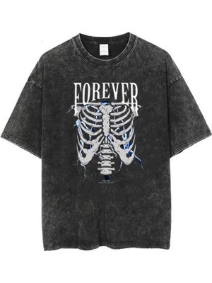 Touz Yıkamalı Forever Rib Unisex Eskitme T-Shirt