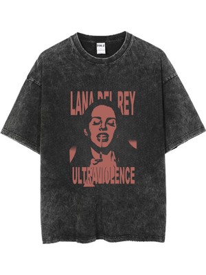 Touz Yıkamalı Lana Del Rey  Baskılı Unisex Oversize Vintage T-Shirt