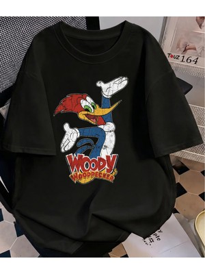 Touz Vintage Woody Yıkamalı Retro Unisex Oversize T-Shirt