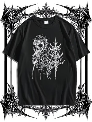 Touz Gothic Girl Graphic Baskılı Unisex Oversize T-Shirt