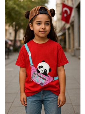 Touz Sevimli Panda Kids Design Unisex Oversize T-Shirt