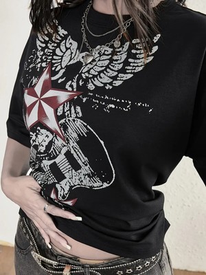 Touz Star Punk Paint Baskılı Unisex Oversize T-Shirt