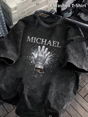 Touz Micheal Jackson Baskılı Yıkamalı Vintage Unisex Oversize T-Shirt