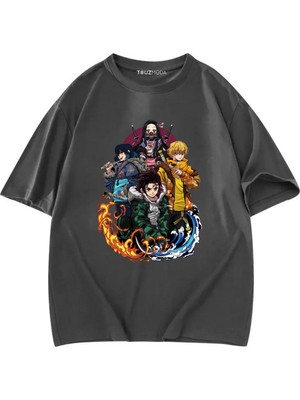 Touz Anime Demon Slayer Baskılı Unisex Oversize  T-Shirt