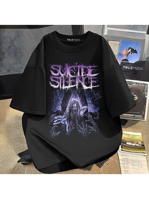 Touz Rock Serisi Suicide Silence Baskılı Unisex Oversize  T-Shirt