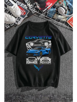 Touz Corvette Retro Baskılı T-Shirt