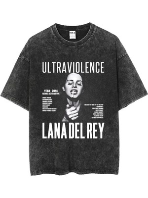 Touz Yıkamalı Lana Del Rey  Baskılı Unisex Oversize Vintage T-Shirt