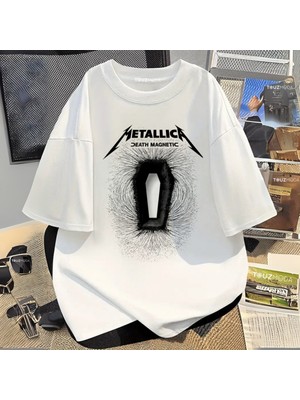 Touz Rock Serisi Metallica Death Magnetic Baskılı Unisex Oversize  T-Shirt
