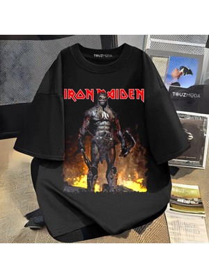 Touz Rock Serisi Iron Maiden Baskılı Unisex Oversize  T-Shirt