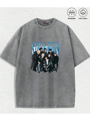 Touz Stray Kids Skz Baskılı Vintage Unisex Oversize T-Shirt