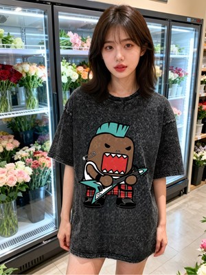 Touz Grunge Rebel Baskılı Unisex Yıkamalı Vintage Oversize T-Shirt