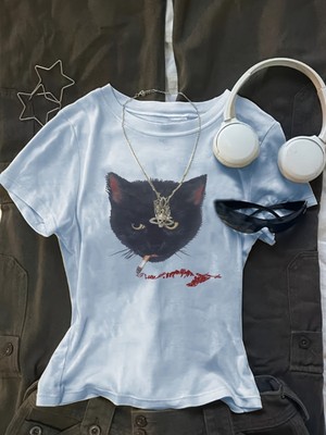 Touz Kemer Boy Bad Cat Crop Bluz