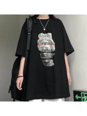 Touz Satu Moda & Segmented Head Siyah Unisex Oversize T-Shirt