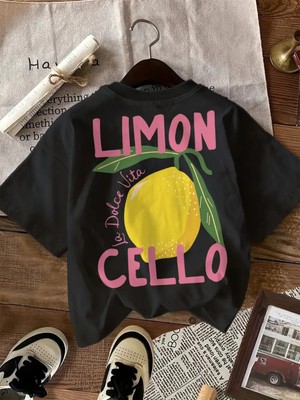 Touz Limon Cello Baskılı Unisex Oversize T-Shirt