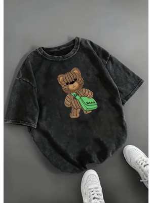 Touz Cute Bear Baskılı Unisex Oversize T-Shirt