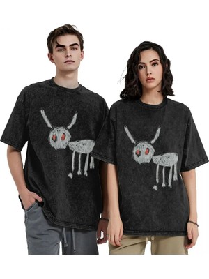 Touz Kod Trend Drake - For All The Dogs Baskılı Yıkamalı Vintage Unisex Oversize T-Shirt