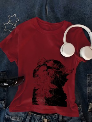 Touz Kemer Boy Retro Cute Cat's Crop Bluz